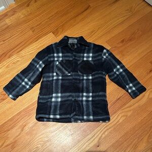 NWOT Boys Navy and Gray Plaid Fleece Jacket. Super soft and cozy! Size 5-6